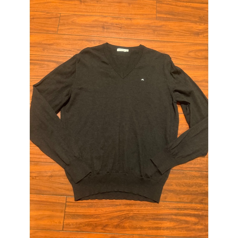 J.Lindeberg Mens XXL Merino Wool V-Neck Sweater Black
